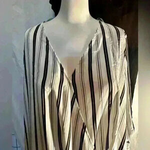 Surplice Striped Blouse